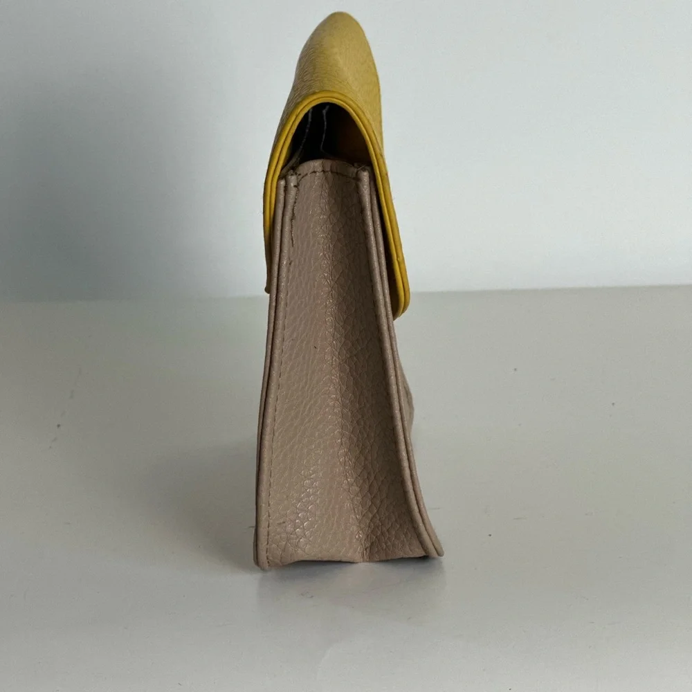 Furla Ltd Edition Collectible Amenity Cosmetic Bag Clutch Faux Leather Yellow - Picture 3 of 6